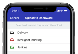 Save documents from other apps in a DocuWare tray - and then archive them in a file cabinet.
